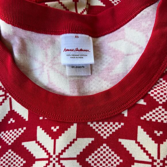 Hanna Andersson Adult Scandi Snowflake Long John Pajama Top M & XS Bundle 2 - Picture 7 of 9